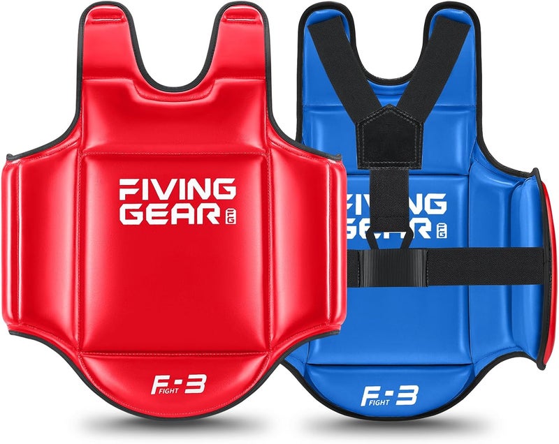 FIVING Boxing Body Protector Reversible, MMA Muay Thai Chest Guard, Sparring Training Heavy Punching Shield, Martial Arts Upper Belly Protection Pad, Taekwondo Vest - Image 2